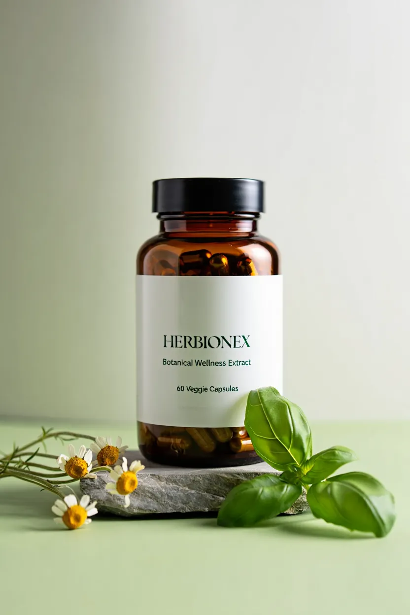 Herbionex botanical supplement bottle with natural plant extracts for daily wellness support